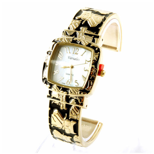 GOLD & BLACK CATS CUFF WATCH