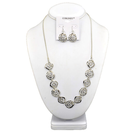 SILVER SHINY SWIRLS NECKLACE SET