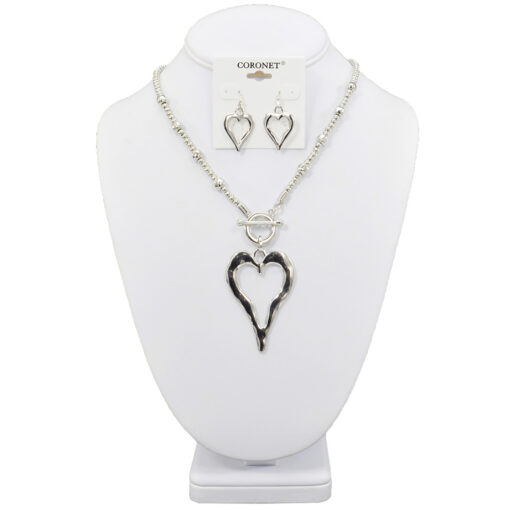 SILVER HEART TOGGLE NECKLACE SET