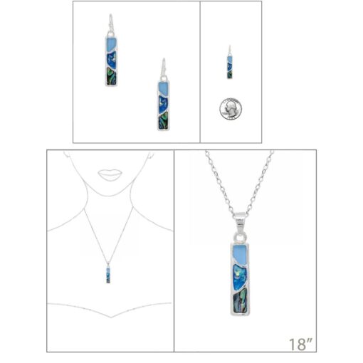 BLUE OPAL/ABALONE BAR NECKLACE SET