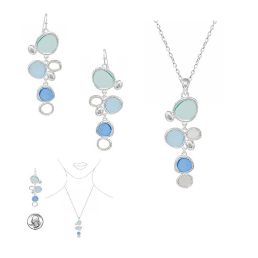 SEA GLASS CASCADING OVALS NECKLACE SET