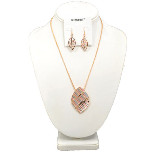 ROSE GOLD PASTEL ENAMEL PENDANT NECKLACE SET