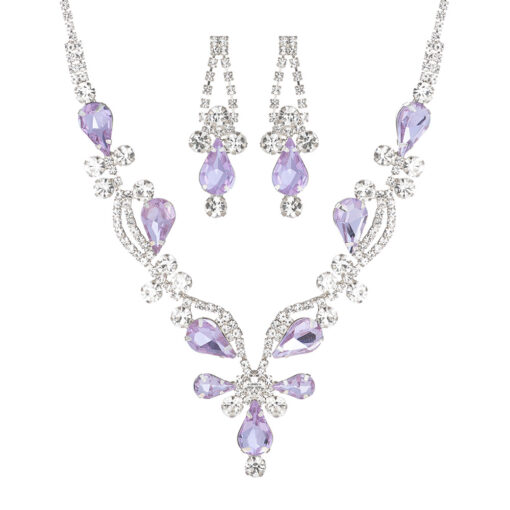 SILVER/VIOLET RHINESTONE NECKLACE SET