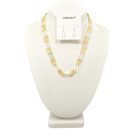 TWO TONE LINKED CHAIN NECKLACE SET