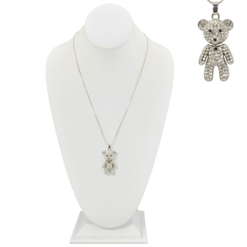 PAVÉ CRYSTAL MOVEABLE TEDDY BEAR PENDANT NECKLACE