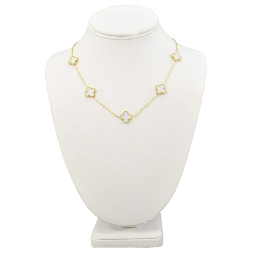 GOLD & MOTHER-OF-PEARL DESIGNER INSPIRED CLOVER STATION NECKLACE