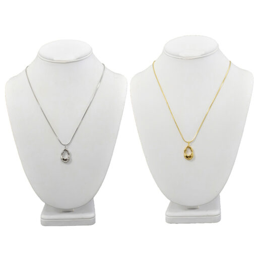 POLISHED ORGANIC SHAPE PENDANT NECKLACE. SILVER, GOLD. SOLD IN SETS OF 2 ONLY.