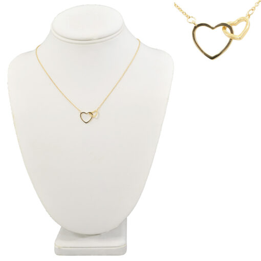 DELICATE INTERLOCKING HEARTS NECKLACE. GOLD, SILVER. SOLD IN SETS OF 2 ONLY.