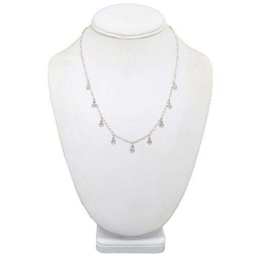 SILVER CZ DANGLE DROP NECKLACE. SEE 22689 FOR MATCHING EARRINGS.