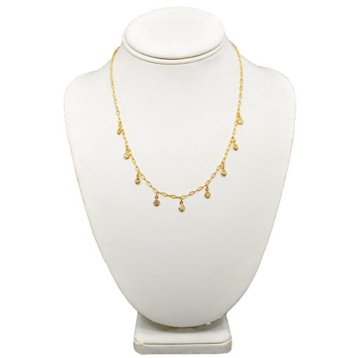 GOLD CZ DANGLE DROP NECKLACE. SEE 22690 FOR MATCHING EARRINGS.