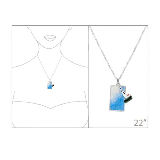 ENAMEL LIGHT HOUSE CHARM NECKLACE. SOLD IN SETS OF 2 ONLY. SEE 22696 FOR MATCHING EARRINGS