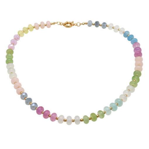 PASTEL STONE & FACETED BEADED NECKLACE