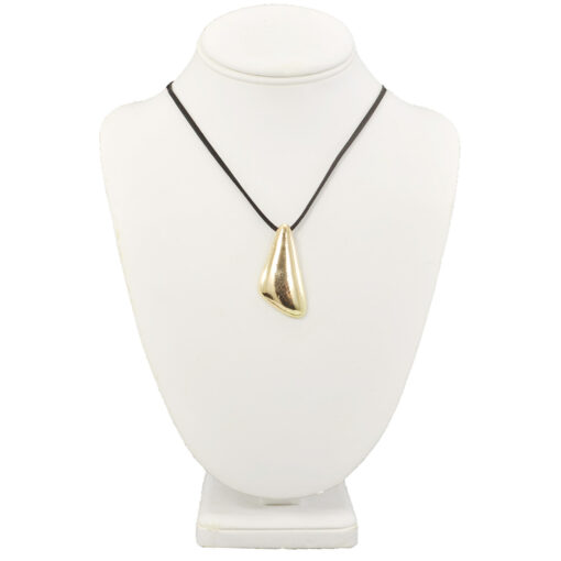 GOLD METAL DROP PENDANT ON CORD NECKLACE