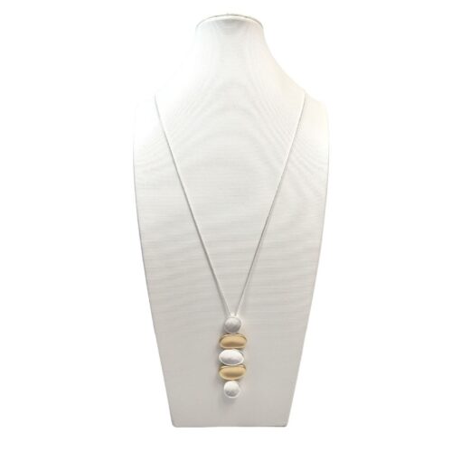 LONG 2 TONE DROP PENDANT NECKLACE