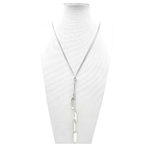 LONG SILVER CASCADING DANGLE NECKLACE