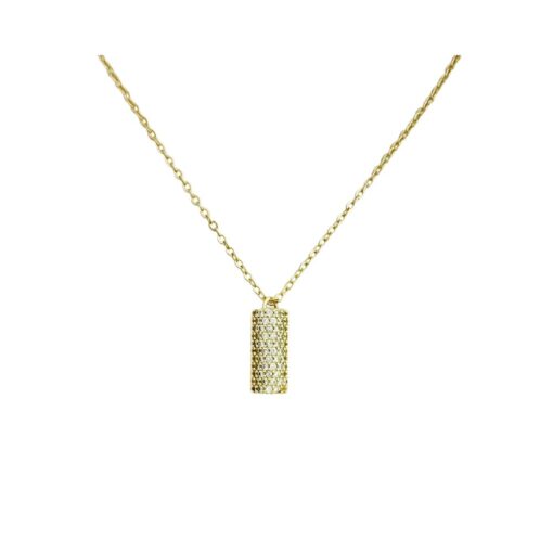 GOLD PLATED PAVÉ CZ BARREL PENDANT NECKLACE