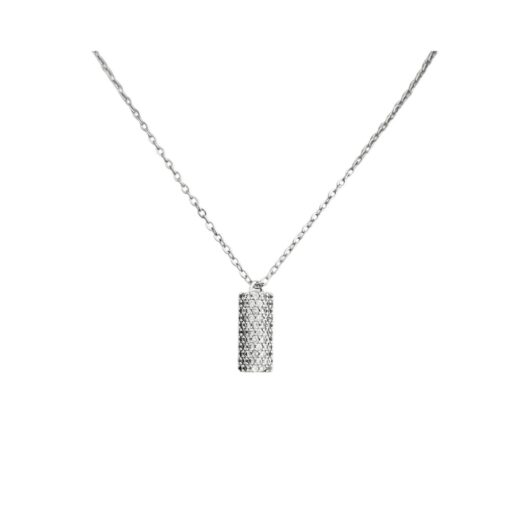 SILVER PAVÉ CZ BARREL PENDANT NECKLACE