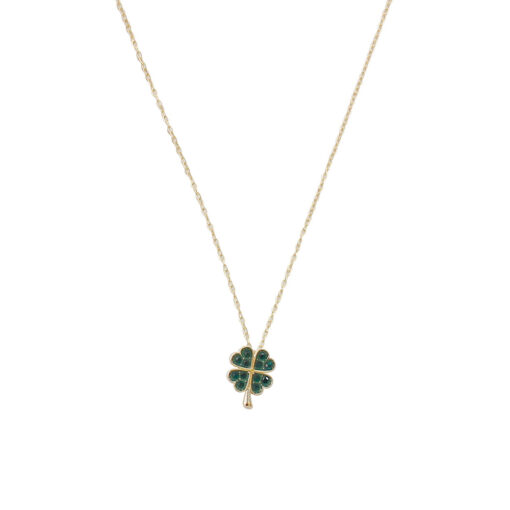 GOLD & GREEN FOUR LEAF CLOVER NECKLACE. SOLD IN SETS OF 2 ONLY. SEE 22742 FOR MATCHING EARRINGS