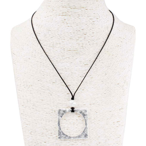 SILVER SQUARE CORD PENDANT NECKLACE