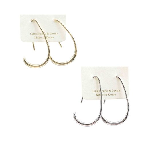 OVAL THREADER HOOP PIERCED EARRINGS. GOLD, SILVER. SOLD IN SETS OF ONLY.