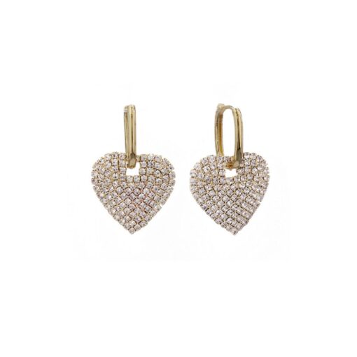 GOLD CRYSTAL HEART PIERCED EARRINGS