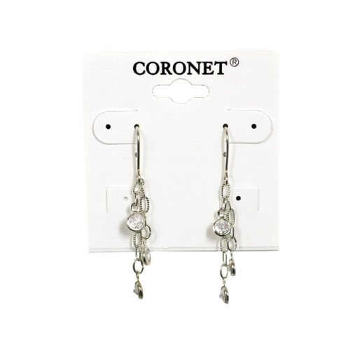 SILVER CZ DANGLE DROP EARRINGS. SOLD IN SETS OF 2 ONLY. SEE 21689 FOR MATCHING NECKLACE