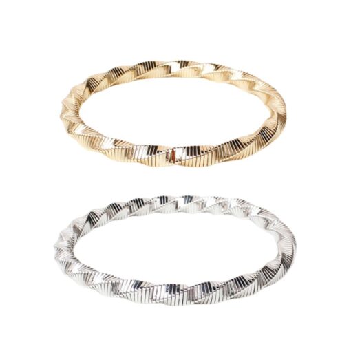 TWISTED COILED STRETCH BRACELET. GOLD, SILVER. SOLD IN SETS OF 2 ONLY.