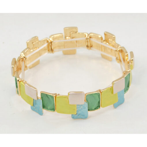 BLUE/GREEN ENAMEL STRETCH BRACELET. SEE 20612 FOR MATCHING NECKLACE SET