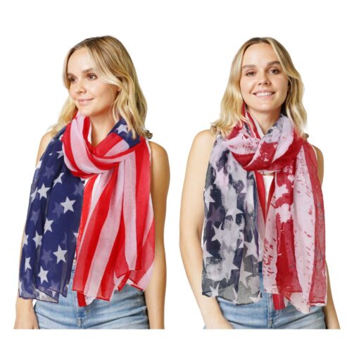 PATRIOTIC FLAG SCARF. SOLD IN SETS OF 2 ONLY.