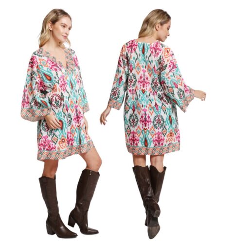 MULTI COLOR PRINTED TUNIC DRESS/COVER UP