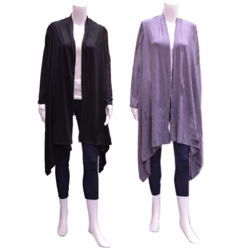 JERSEY LONG SLEEVE CARDIGAN. GREY, BLACK. SOLD IN SETS OF 2 ONLY.