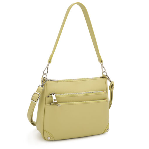 AVOCADO 3 ZIP COMPARTMENT CROSSBODY/SHOULDER BAG. 10X7.5X4.75. SEE 29014 & 29016 FOR MORE COLORS