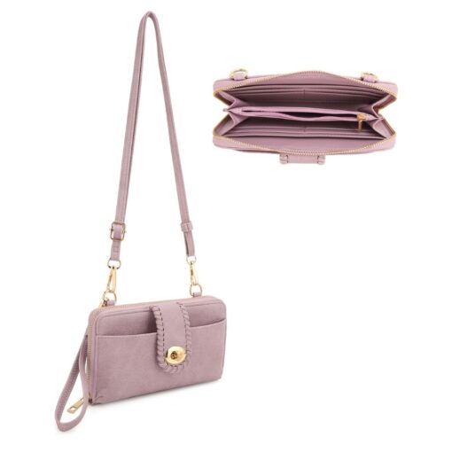 LAVENDER PHONE CROSSBODY/WALLET WITH DETACHABLE STRAPS. 8X4.5X2. SEE 29018 & 29019 FOR MORE COLORS