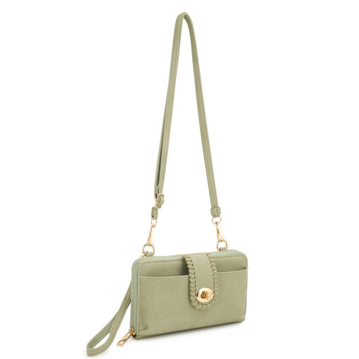 SAGE PHONE CROSSBODY/WALLET WITH DETACHABLE STRAPS. 8X4.5X2. SEE 29017 & 29019 FOR MORE COLORS