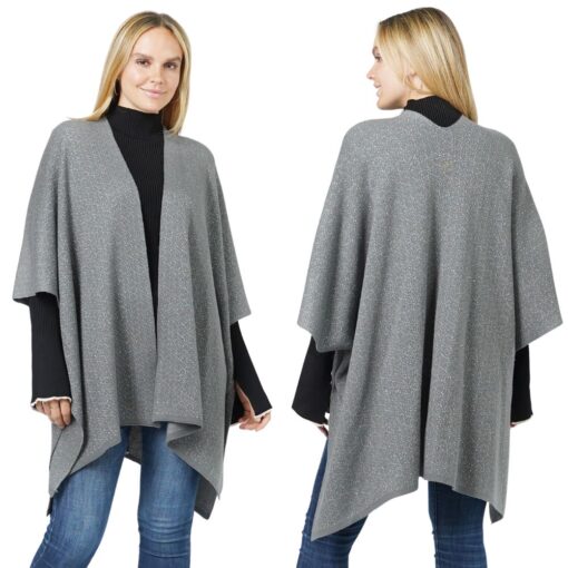 GREY LUREX KNIT RUANA