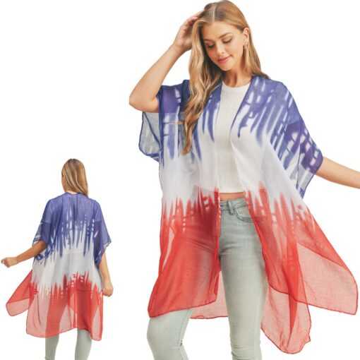 RED, WHITE, AND BLUE TIE DYE KIMONO. ARRIVES END OF JANUARY