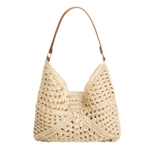 BEIGE WOVEN STRAW HOBO BAG. 14LX14.5W. ARRIVING MID-JANUARY