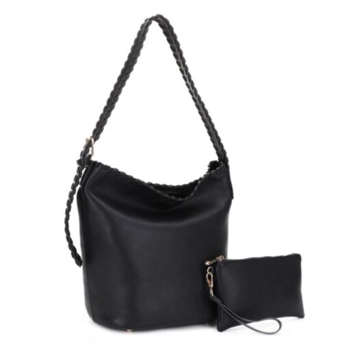 BLACK 2-IN-1 HOBO SHOULDER BAG WITH CLUTCH. 14.25X12X7. SEE 29052 FOR SAND