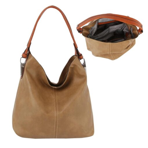 MOCHA HOBO WITH SHOULDER & CROSSBODY STRAPS. 15X12.5X6.25. SEE 29061 & 29063 FOR MORE COLORS.