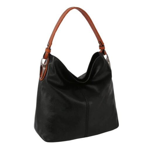 BLACK HOBO WITH SHOULDER & CROSSBODY STRAPS. 15X12.5X6.25. SEE 29061 & 29062 FOR MORE COLORS.