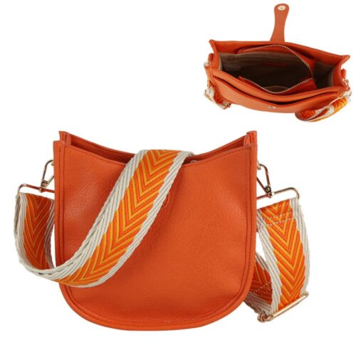 ORANGE SMALL CROSSBODY. 7X7X2.5. SEE 29065 & 29066 FOR MORE COLORS