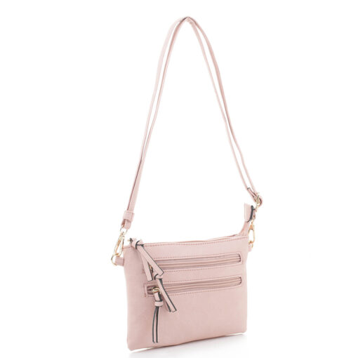 BLUSH SMALL MULTI-ZIP CROSSBODY. 8X6X.5. SEE 29048 FOR LT. BLUE