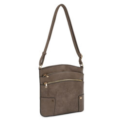 STONE TOOLED TRIPLE ZIP SHOULDER/CROSSBODY BAG. SEE 29102 & 29103 FOR MORE COLORS