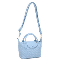 BLUE WOVEN TOP HANDLE CROSSBODY. 8X5.25X3.5. SEE 29105 & 29107 FOR MORE COLORS