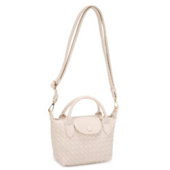 IVORY WOVEN TOP HANDLE CROSSBODY. 8X5.25X3.5. SEE 29105 & 29105 FOR MORE COLORS