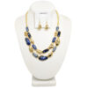 GOLD/BLUE FAUX STONE NECKLACE SET