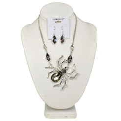 BLACK DIAMOND SPIDER NECKLACE SET. GREAT FOR HALLOWEEN!