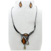 HEMI WITH BROWN CRYSTALS LEAF NECKLACE SET