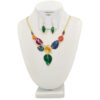 GOLD/MULTI COLOR ENAMEL LEAVES NECKLACE SET