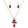 GOLD & RED ENAMEL DROP NECKLACE SET